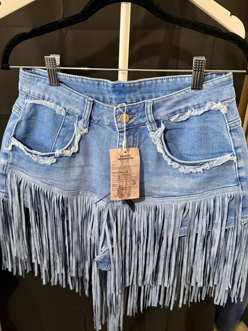 Light Blue Washed Denim Mini Shorts - Picture 3 of 7